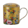 Kubek porcelanowy z zaparzaczem i pokrywką ZŁOTY 360 ml