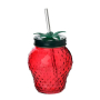 Kubek szklany ze szklaną słomką MODERN KITCHEN TRUSKAWKA 450 ml