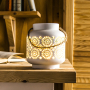 Lampion dekoracyjny ceramiczny MONDEX ROZETKA BIAŁY 15 cm