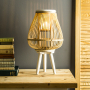 Lampion dekoracyjny drewniany LUCIE ONE BEŻOWY 48 cm