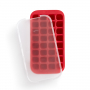 LEKUE Cube 18 x 34 cm czerwona - foremka do lodu silikonowa z pokrywką i tacką