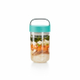 LEKUE Jar To Go 0,6 l turkusowy - pojemnik na żywność plastikowy z miseczką