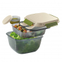 Lunch box / Pojemnik na sałatki plastikowy dwukomorowy z pojemnikiem na sos, sztućcami i wkładem chłodzącym CILIO FRESH BEŻOWY 1,5 l