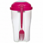 SAGAFORM Fresh różowy 0,8 l - lunch box / pojemnik na sałatki plastikowy z widelcem