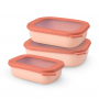 MEPAL Cirqula Oblong Nordic Blush 3 szt. brzoskwiniowe - miski kuchenne plastikowe z pokrywkami