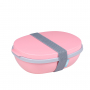 MEPAL Duo Nordic Pink 1,4 l jasnoróżowy - lunch box plastikowy dwukomorowy z pojemnikiem na sos 