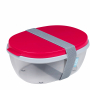 MEPAL Ellipse Saladbox Nordic Red 1,9 l czerwony - lunch box plastikowy dwukomorowy z pojemnikiem na sos