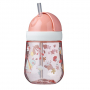 MEPAL Mio Flowers And Butterflies 300 ml różowy - kubek dla dzieci plastikowy ze słomką