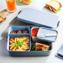 MEPAL Take a break 1,5 l błękitny - lunch box plastikowy z dwoma pojemnikami i widelcem 