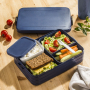 MEPAL Take a Break granatowy 1,5 l - lunch box plastikowy z dwoma pojemnikami i widelcem