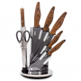 NAVA Knives 8 el. czarne - noże kuchenne ze stali nierdzewnej w bloku z ostrzałką i nożyczkami