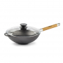 Patelnia / Wok żeliwny z pokrywką i uchwytem BIOL FRYING PAN CZARNY 26 cm