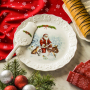 Patera stała na ciasto porcelanowa z łopatką do ciasta X-MASS SANTA BIAŁA 29,5 cm - stojak na tort 