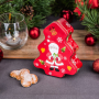 Puszka / pojemnik świąteczny na ciastka i pierniki metalowy CHOINKA CZERWONA 15 x 12,5 cm