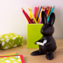 QUALY Królik Bunny czarny - podajnik do taśmy klejącej plastikowy