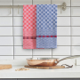 Ręczniki kuchenne bawełniane DECOKING KIT LOUIE CHECKERED CZERWONO GRANATOWE 50 x 70 cm 10 szt.