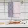 Ręczniki kuchenne bawełniane DECOKING KIT LOUIE CHECKERED KREMOWO CIEMNOSZARE 50 x 70 cm 10 szt.