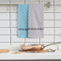 Ręczniki kuchenne bawełniane DECOKING KIT LOUIE CHECKERED TURKUSOWO SZARE 50 x 70 cm 10 szt.