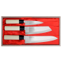 SATAKE Megumi 3 szt. jasnobrązowe - noże kuchenne ze stali nierdzewnej 