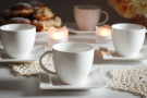 Filiżanki do kawy i herbaty porcelanowe ze spodkami AMBITION FALA BIAŁE 200 ml 6 szt.