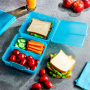 SISTEMA Lunch Cube 1,4 l niebieski - lunch box / śniadaniówka trzykomorowa plastikowa