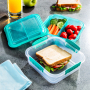 SISTEMA To Go LunchStack Square 1,24 l turkusowy - lunch box / śniadaniówka plastikowa trzykomorowa