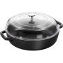 STAUB 28 cm - patelnia żeliwna do serwowania z dwoma uchwytami i pokrywką
