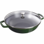 STAUB Cast 30 cm zielona - patelnia / wok żeliwny z pokrywką