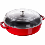 STAUB Cast Iron 26 cm czerwona - patelnia żeliwna z pokrywką