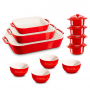 STAUB Red 11 el. - naczynia żaroodporne do zapiekania ceramiczne z kokilkami i miskami