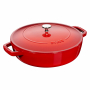 STAUB Stewing 28 cm czerwona - patelnia żeliwna z pokrywką