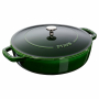 STAUB Stewing 28 cm zielona - patelnia żeliwna z pokrywką