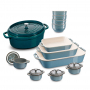 STAUB Turquoise 12 el. - naczynia żaroodporne do zapiekania ceramiczne z kokilkami i miskami oraz brytfanną