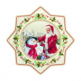 Talerz porcelanowy MAGIC CHRISTMAS SANTA CLAUS WITH A SNOWMAN BIAŁY 31,5 cm