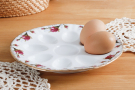 Talerz na jajka porcelanowy CHODZIEŻ IWONA ZŁOCONA RÓŻA 21,5 cm