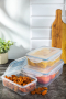 TESCOMA Freshbox prostokątne 3 szt. - zestaw pojemników na żywność hermetycznych plastikowych