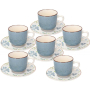 TOGNANA Gaia Pop Flower 270 ml 6 szt. - filiżanki do kawy i herbaty porcelanowe ze spodkami