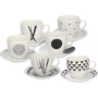 TOGNANA Graphic 200 ml 6 szt. - filiżanki do kawy i herbaty porcelanowe ze spodkami