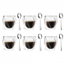 VIALLI DESIGN Cristallo Beta 250 ml 12 el. - szklanki do kawy i herbaty szklane z podwójnymi ściankami i łyżeczkami 