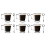 VIALLI DESIGN Diva Lambda 250 ml 12 el. - szklanki do kawy i herbaty szklane z podwójnymi ściankami i łyżeczkami 