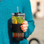 VIALLI DESIGN Fuori 600 ml - kubek termiczny ze słomką szklany