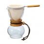 HARIO Woodneck Drip Pot Olive Wood 0,24 l - zaparzacz do kawy szklany z filtrem