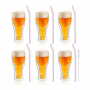 VIALLI DESIGN Amo 350 ml 6 szt. - szklanki do piwa termiczne z podwójną ścianką i słomkami szklane