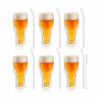 VIALLI DESIGN Amo 350 ml 6 szt. - szklanki do piwa termiczne z podwójnymi ściankami i słomkami szklane