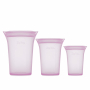 ZIP TOP Cups Lavender 3 szt. różowe - woreczki strunowe wielorazowe na żywność silikonowe