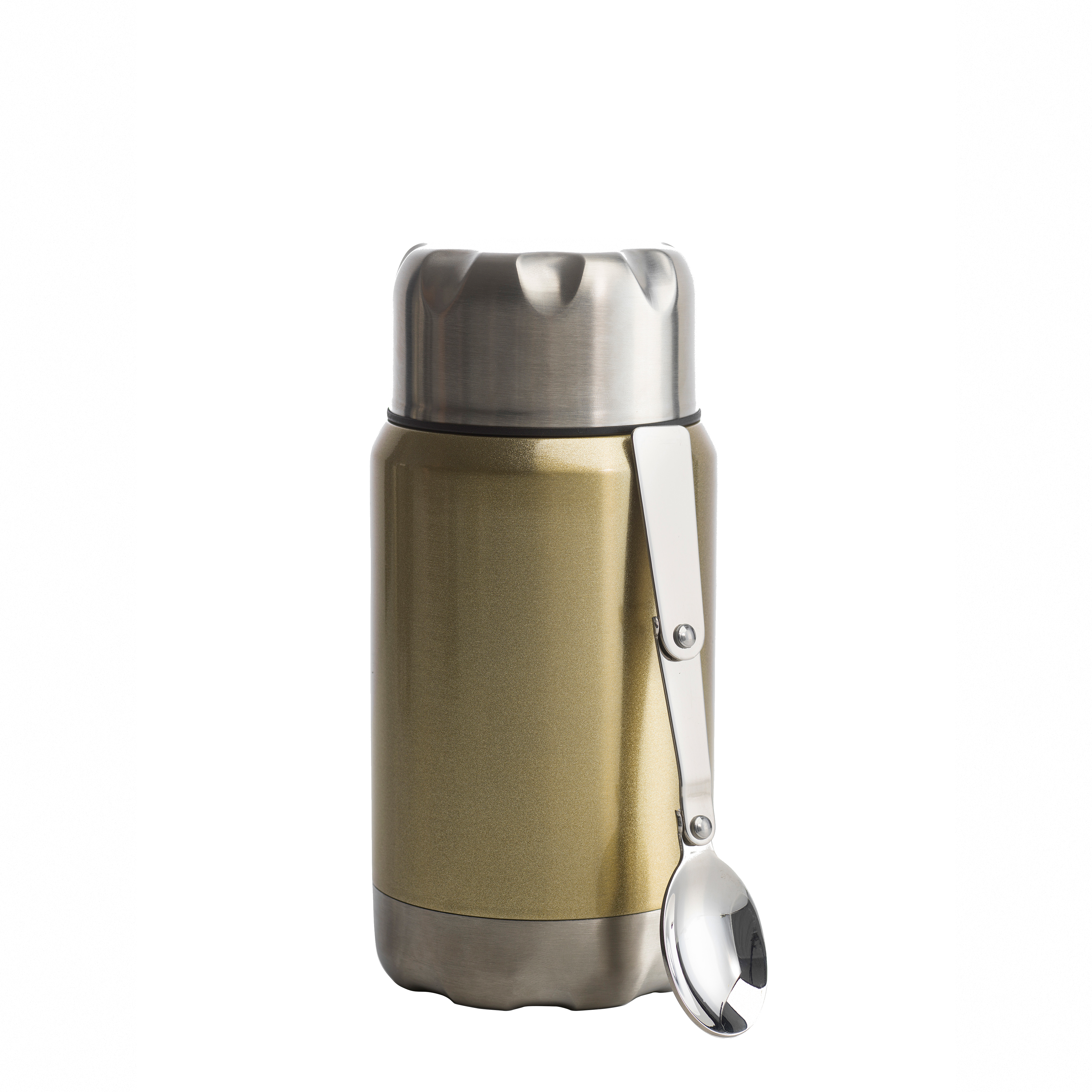 Thermobehälter 0,6 l Isolierbehälter Speisebehälter Edelstahl mit Löffel Golden 