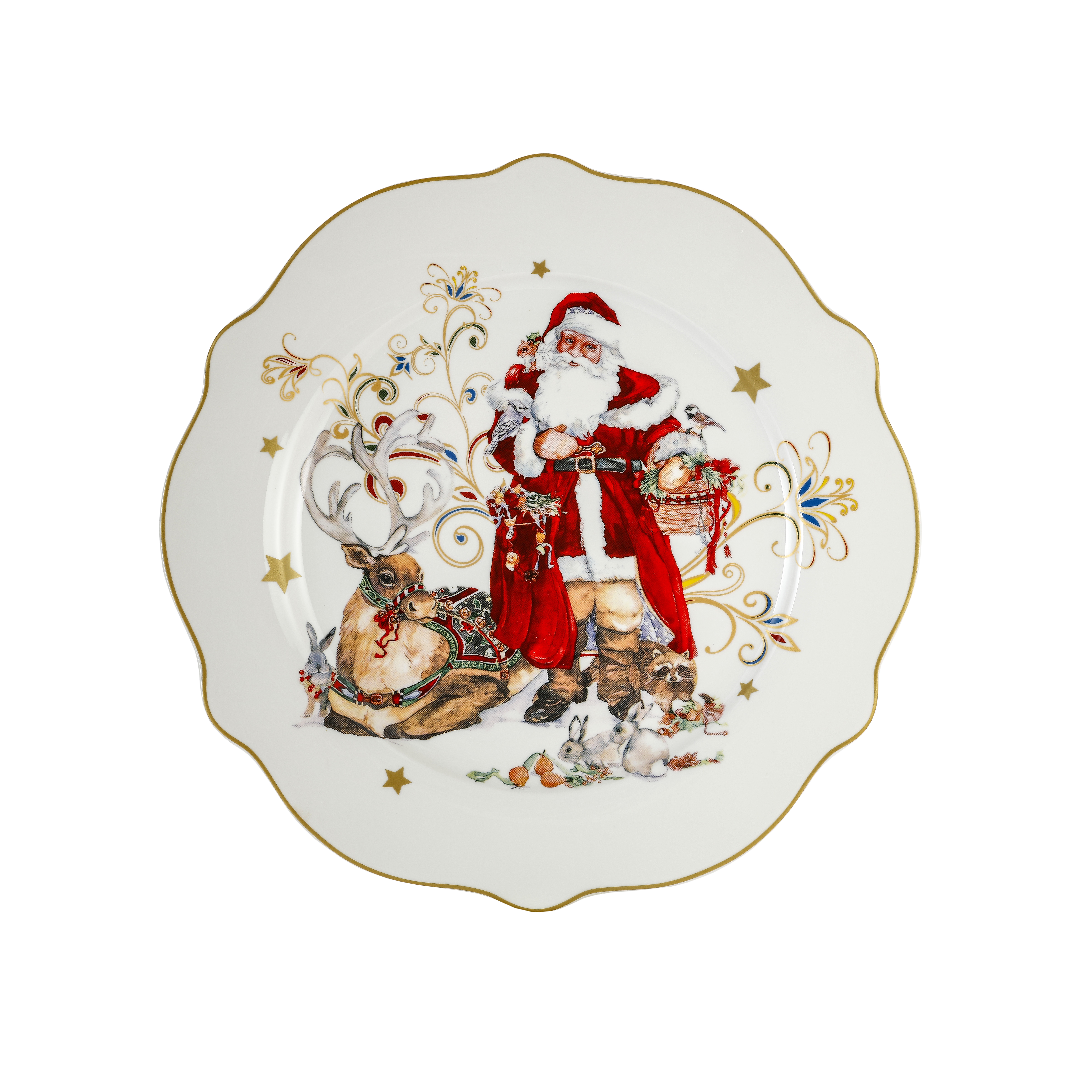 Weihnachtsteller 27 cm Teller Weihnachten PORZELLAN Speiseteller Essteller Wei